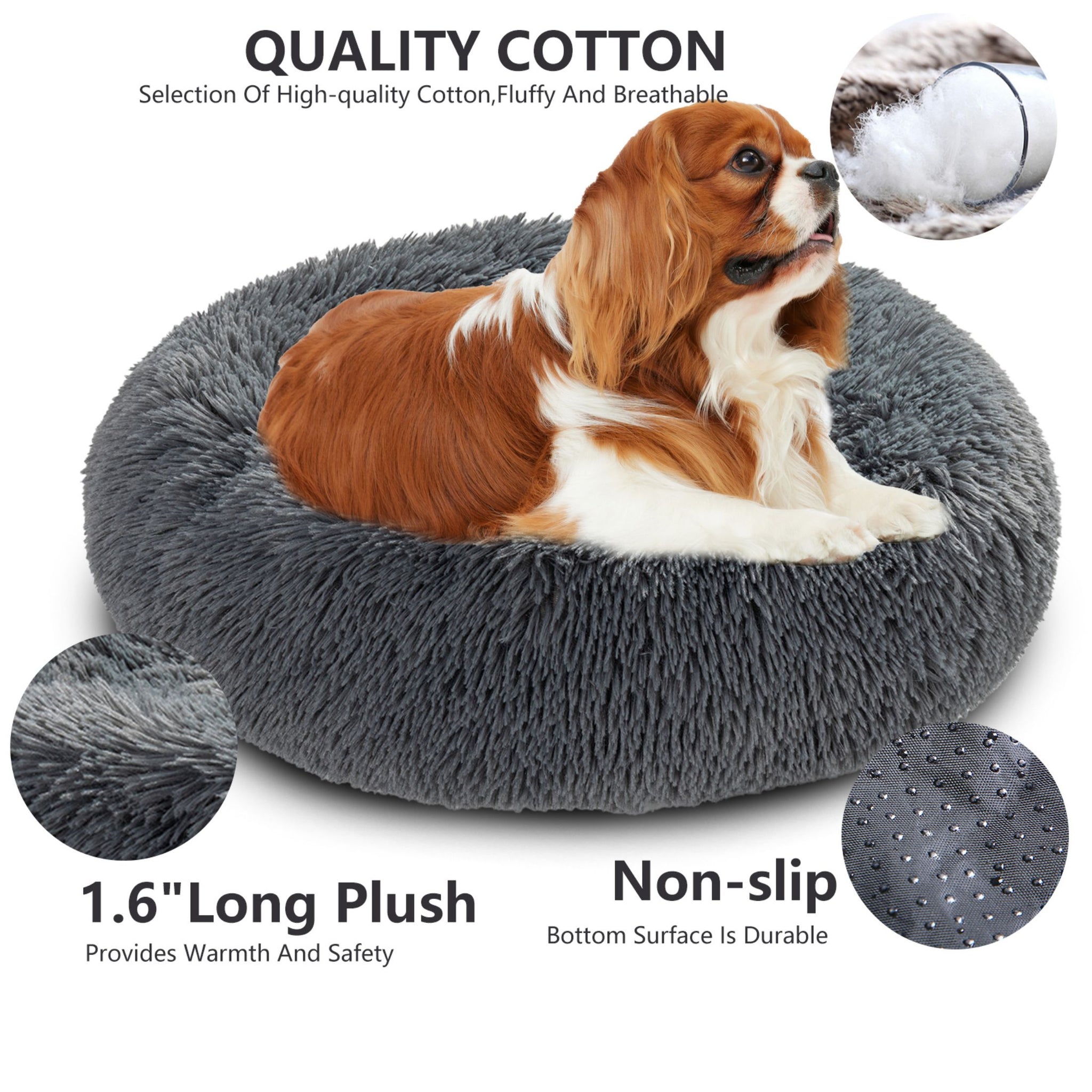 Calming Fluffy Donut Dog Bed