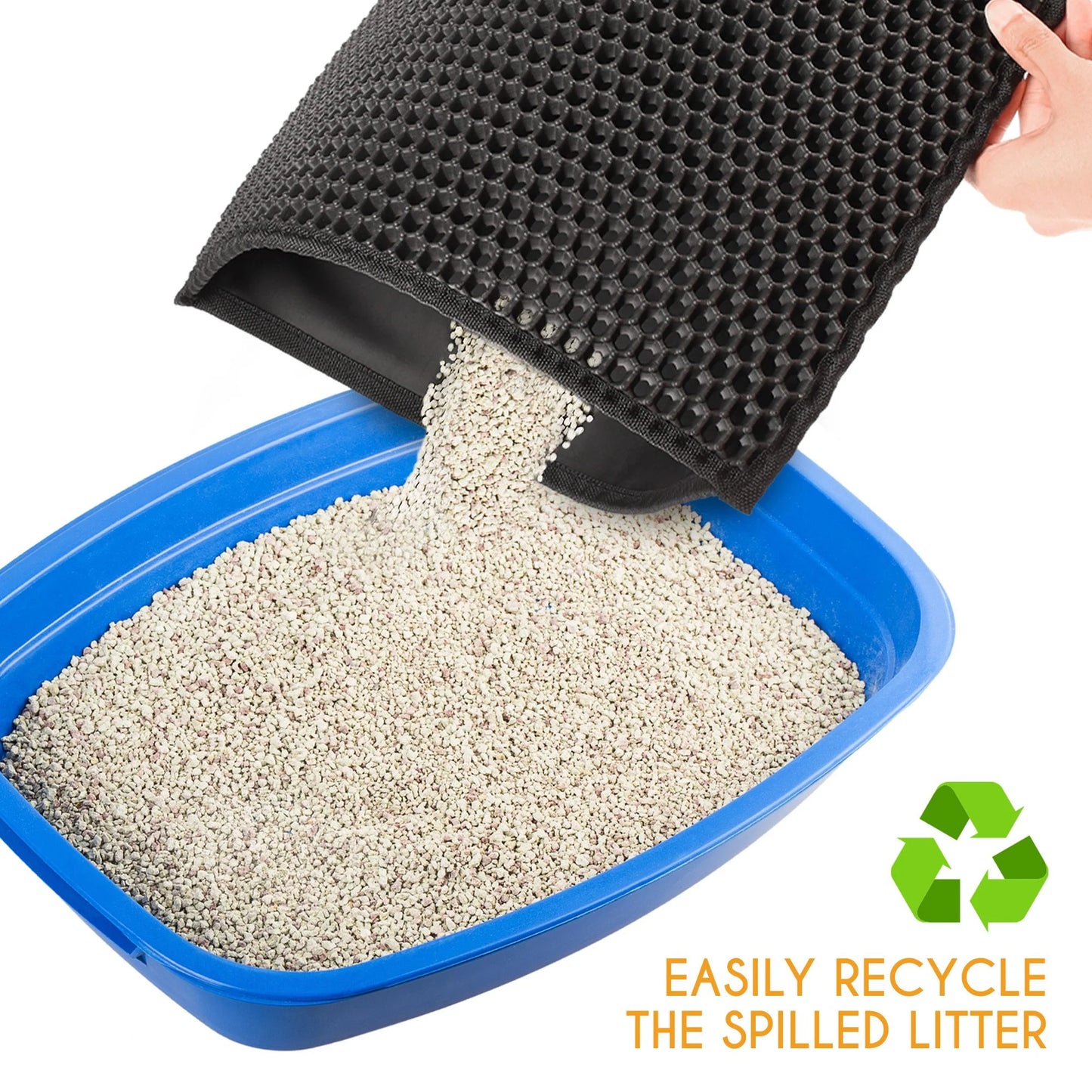 Double-Layer Cat Litter Mat – Waterproof Non-Slip Litter Trapper Mat (24" × 15", Black)