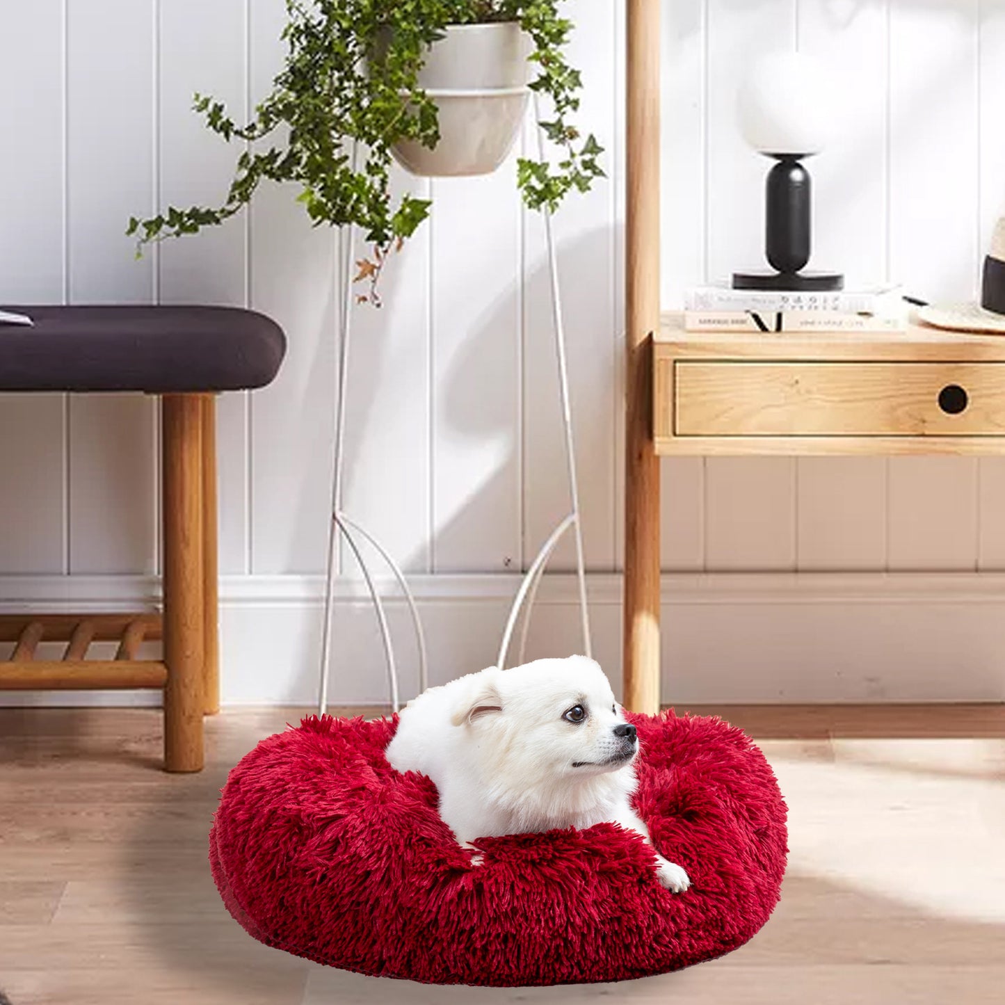 Calming Fluffy Donut Dog Bed