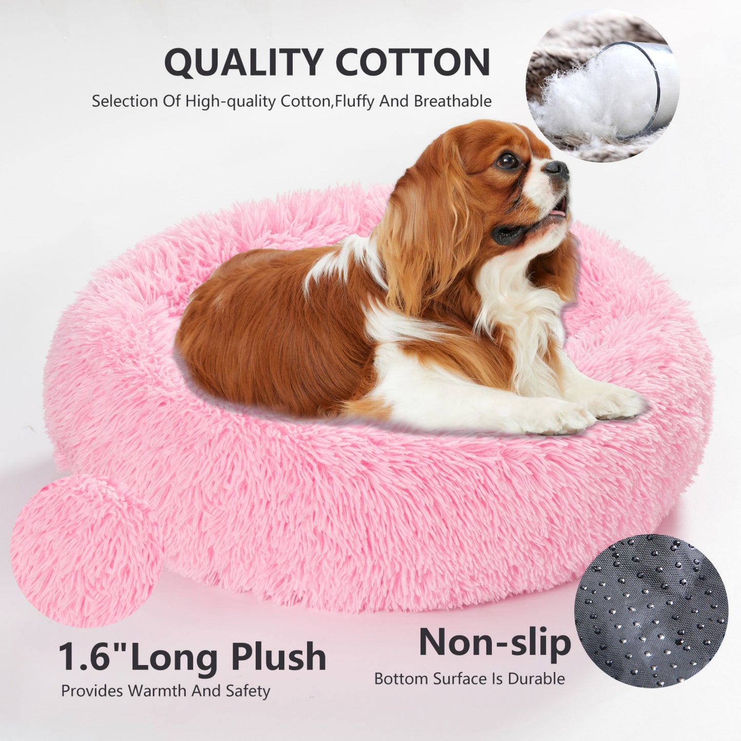 Calming Fluffy Donut Dog Bed