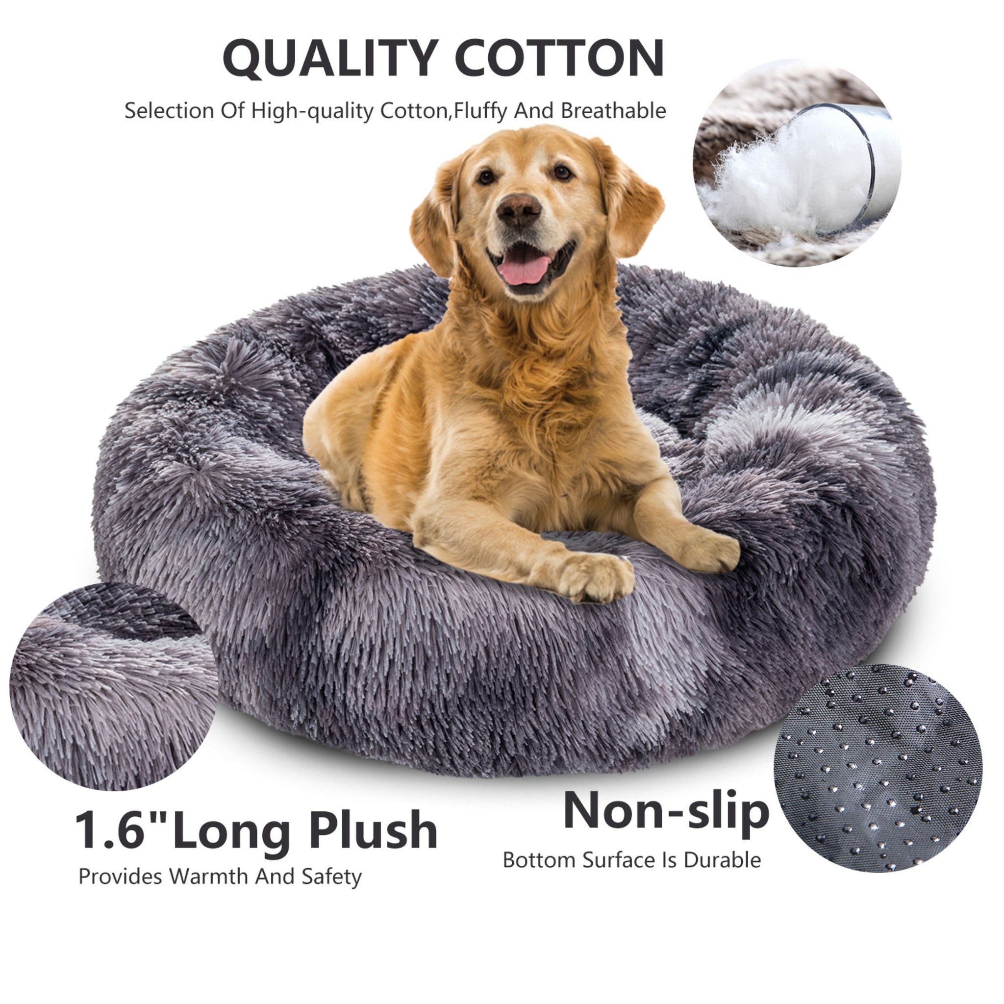 Calming Fluffy Donut Dog Bed