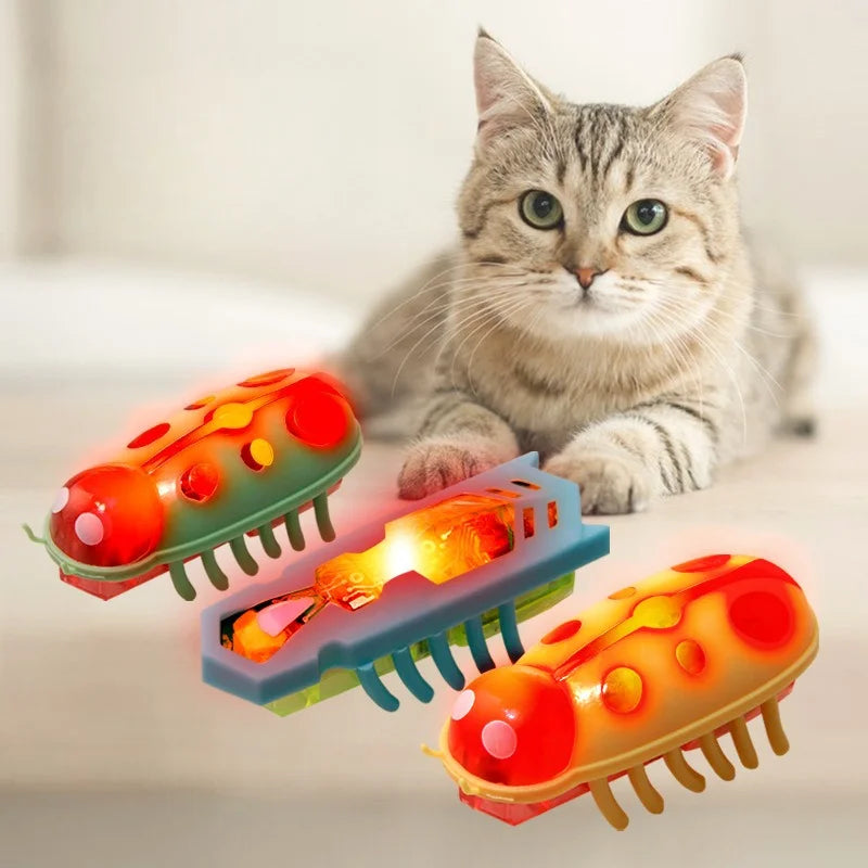 Mini Electric Bug Pet Dog Cat Toy Interactive Cute Ladybird Beetle Animal Shape Cat Toys Walking Insect Cat Playing Supplies