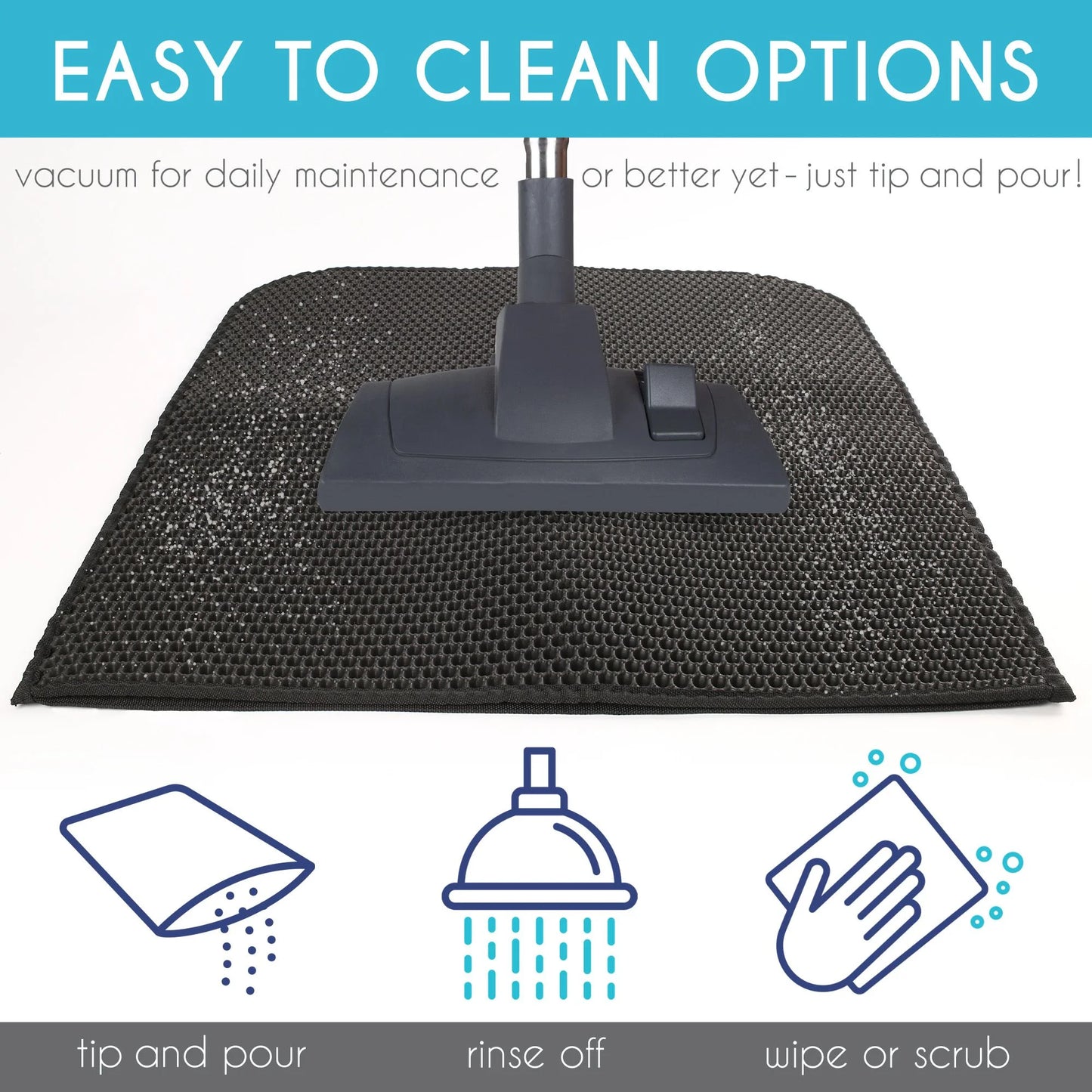 Double-Layer Cat Litter Mat – Waterproof Non-Slip Litter Trapper Mat (24" × 15", Black)