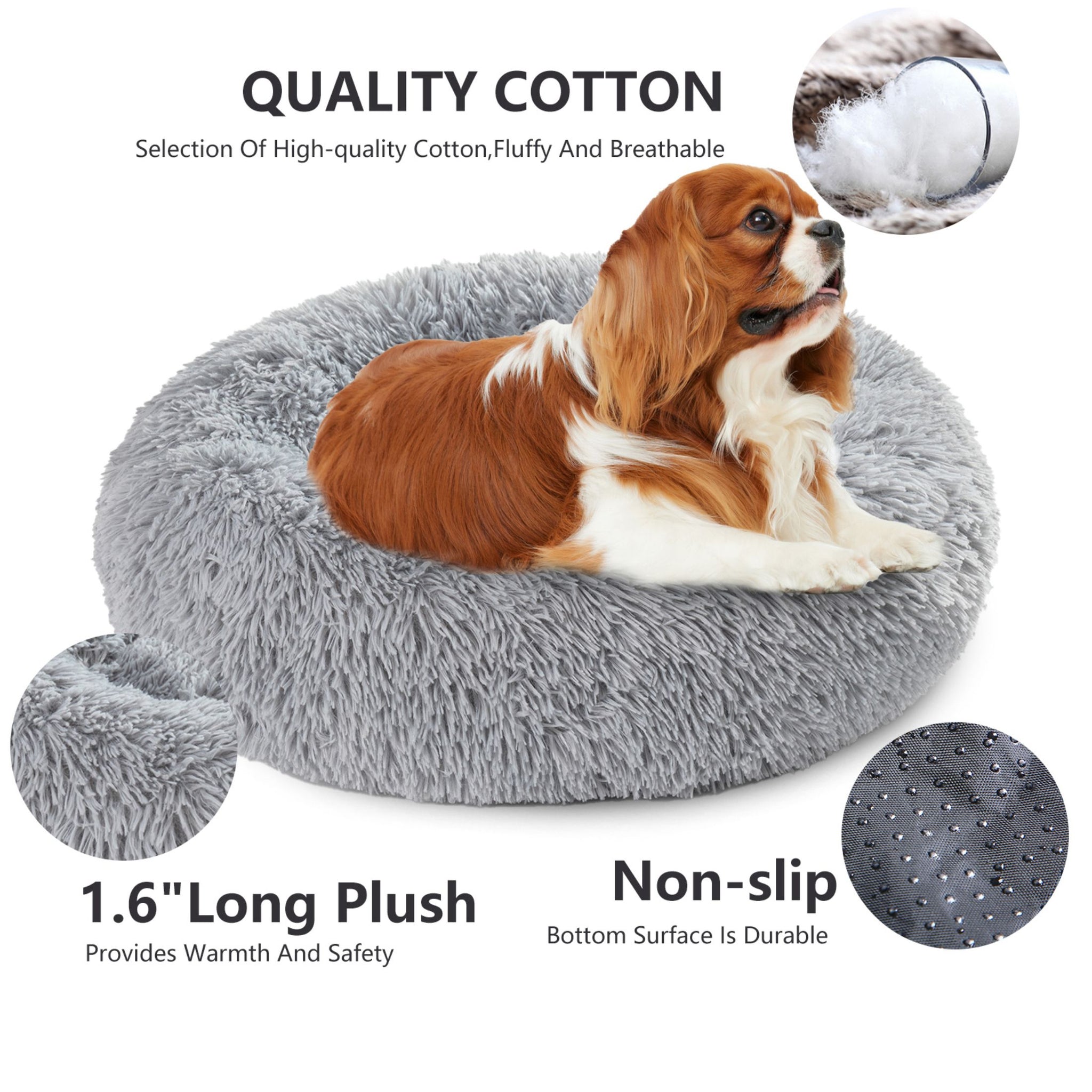 Calming Fluffy Donut Dog Bed