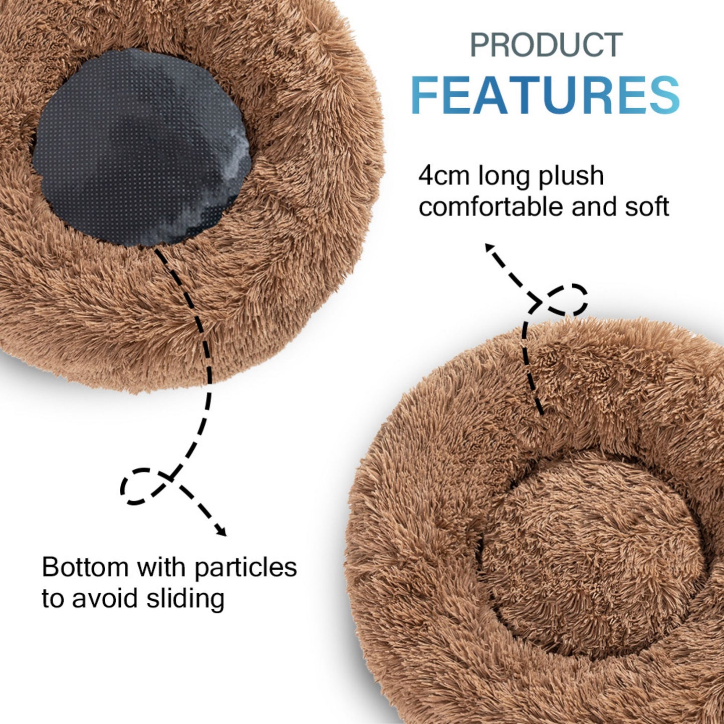 Calming Fluffy Donut Dog Bed