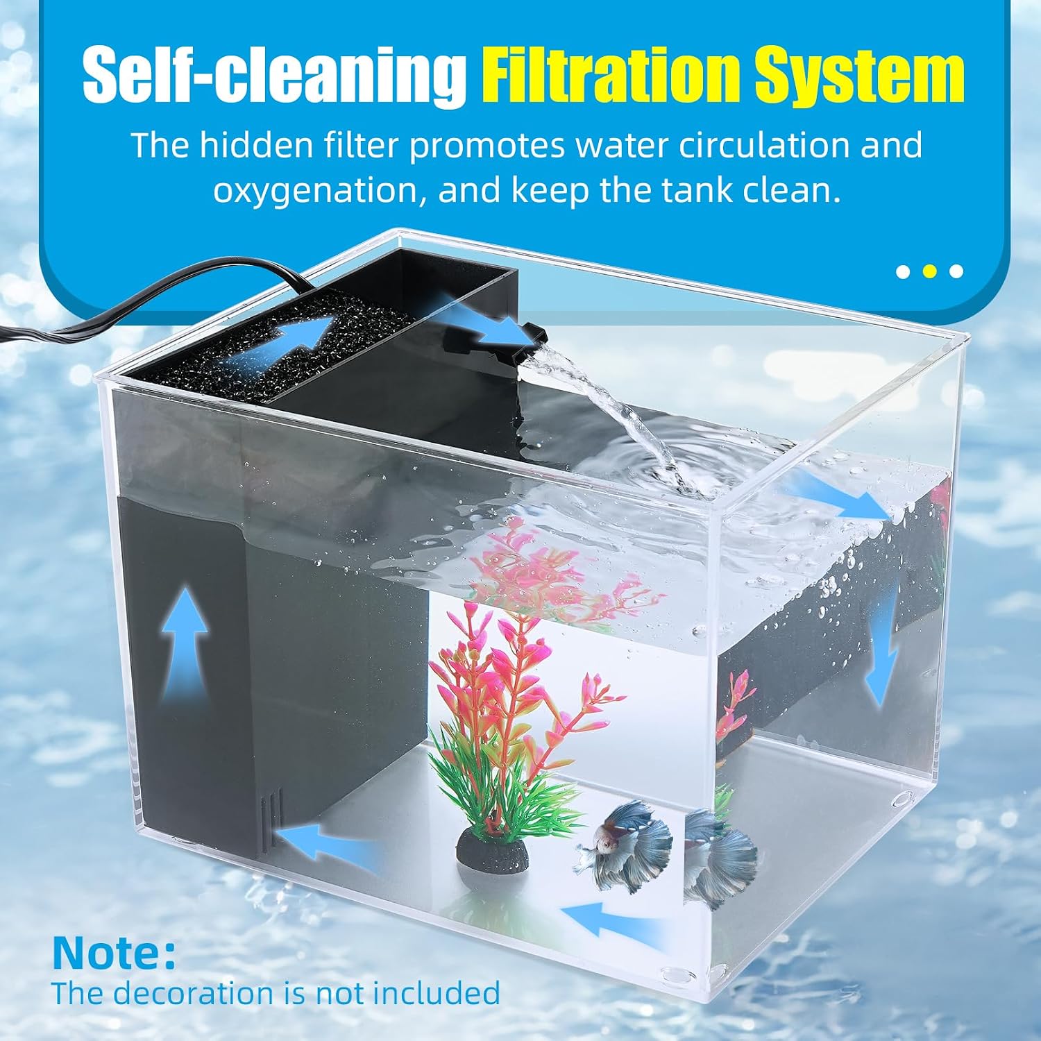 1 Gallon Betta Fish Tank with LED Light & Water Filter – Small Aquarium Kit