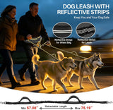 Hands-Free Double Dog Leash for 2 Dogs: Heavy-Duty Shock-Absorbing Bungee, Adjustable Waist Belt – Perfect for Running, Hiking & Daily Walks (Medium & Large Dogs)