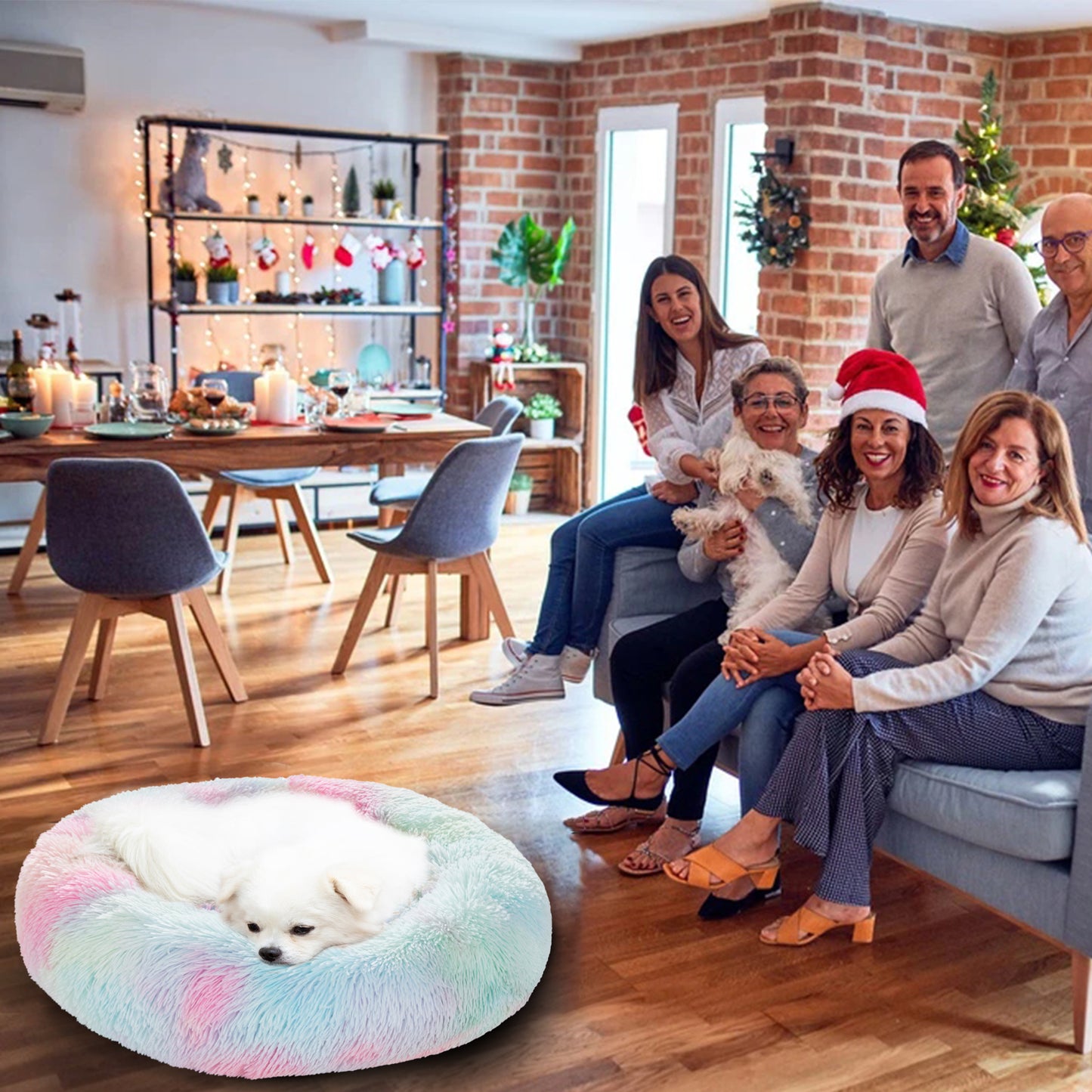 Calming Fluffy Donut Dog Bed
