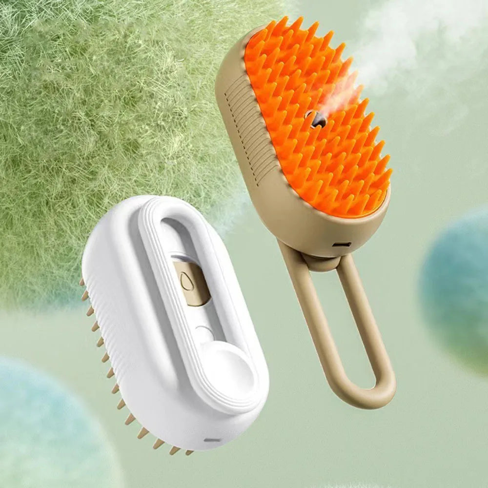 3-in-1 Electric Pet Steam Brush – Self-Cleaning Grooming & Deshedding Comb for Cats & Dogs