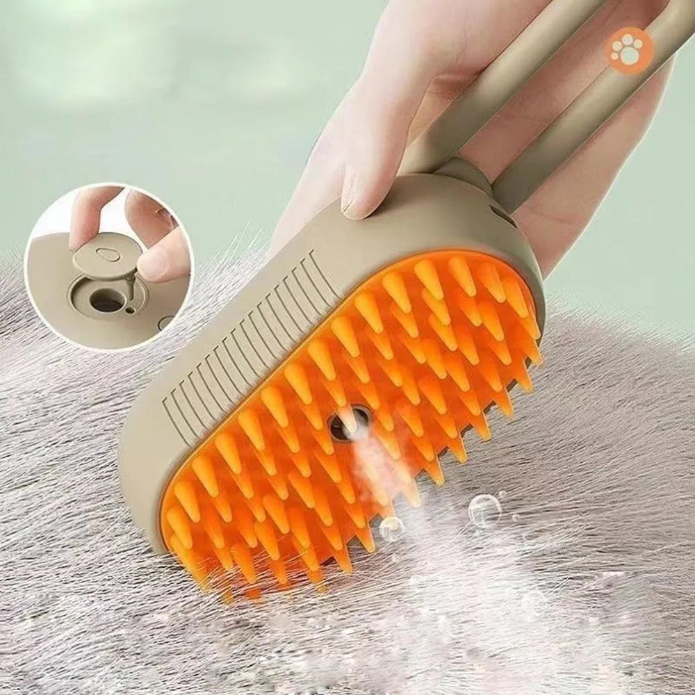 3-in-1 Electric Pet Steam Brush – Self-Cleaning Grooming & Deshedding Comb for Cats & Dogs