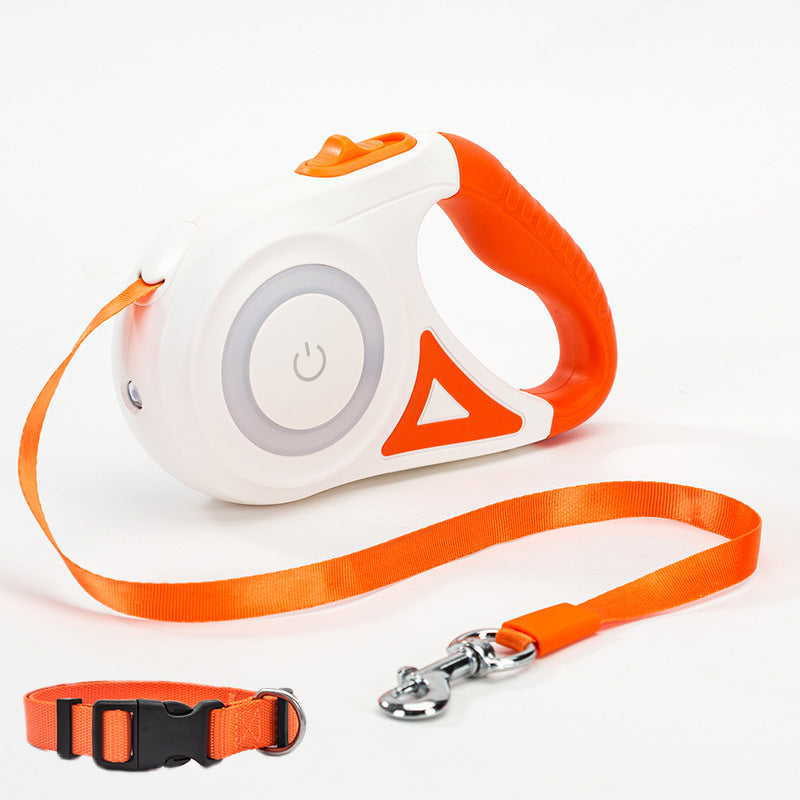 Retractable Dog Leash with LED Light – Automatic Pet Leash & Collar for Small & Medium Dogs