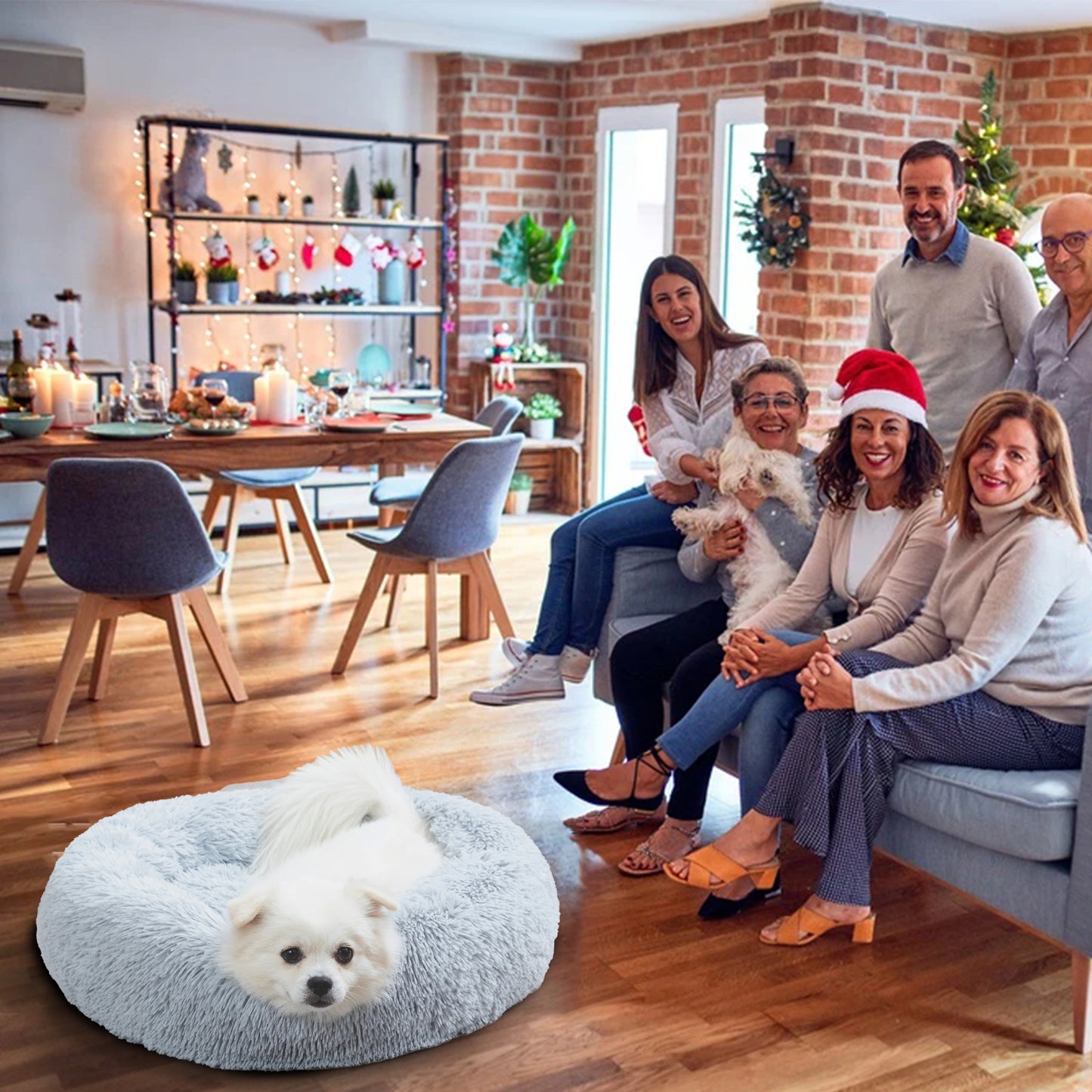 Calming Fluffy Donut Dog Bed