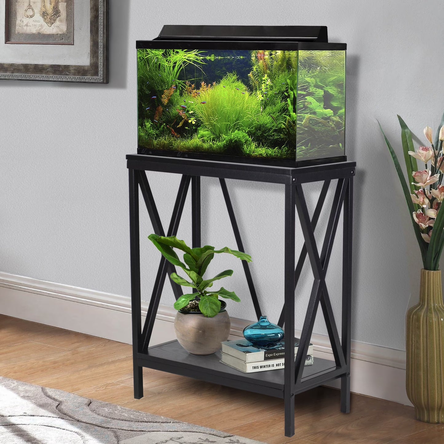 Metal Aquarium Stand + 20 Gallon Wood