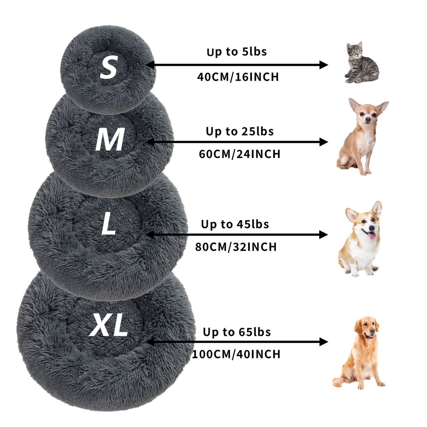 Calming Fluffy Donut Dog Bed