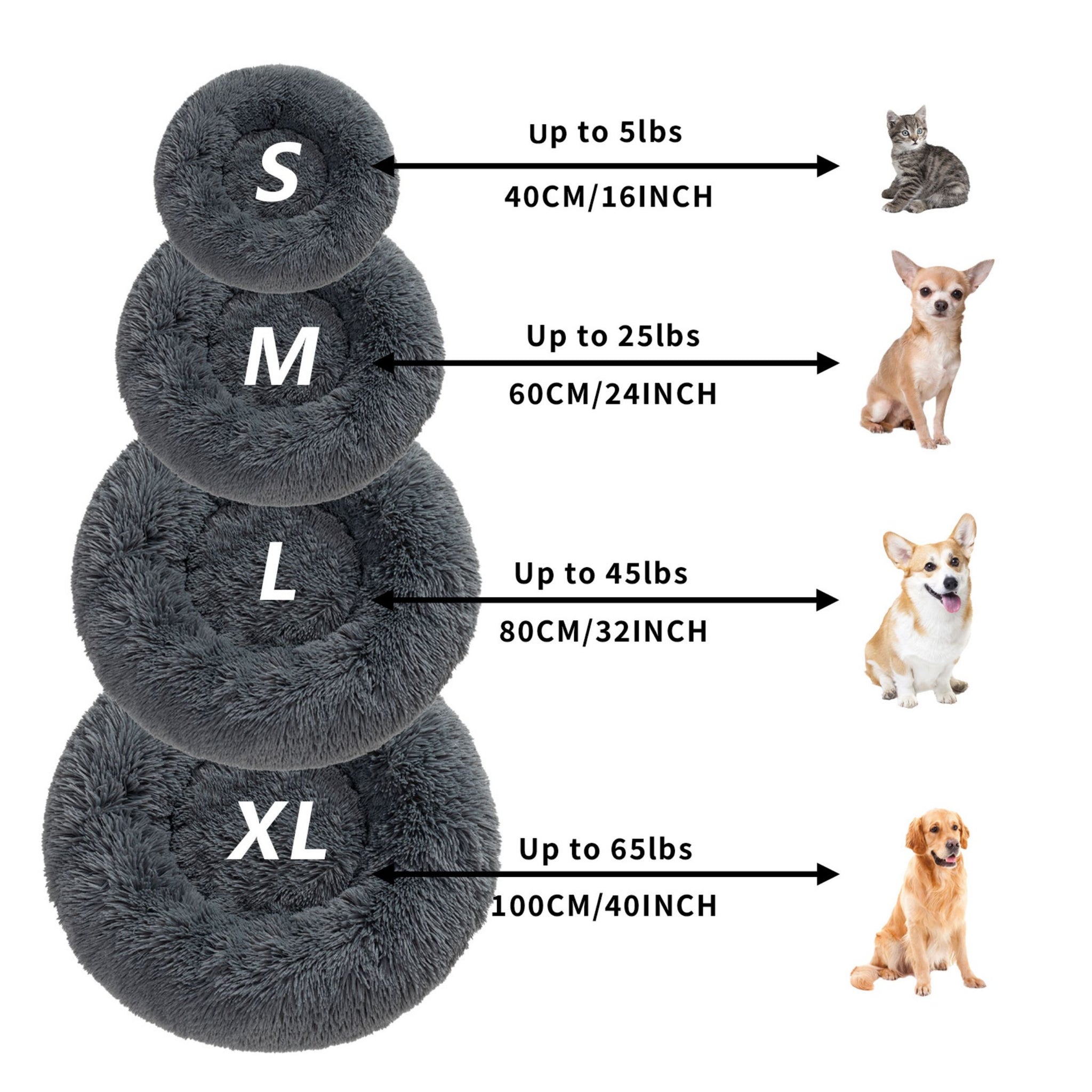 Calming Fluffy Donut Dog Bed
