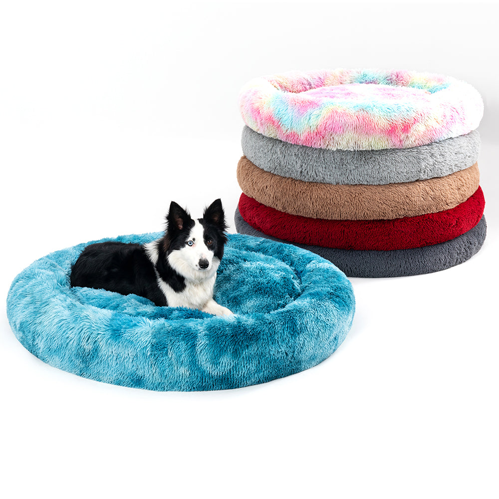 Calming Fluffy Donut Dog Bed
