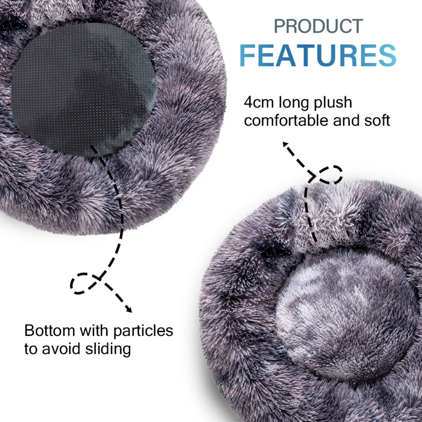 Calming Fluffy Donut Dog Bed