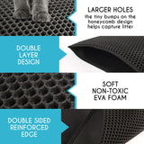 Double-Layer Cat Litter Mat – Waterproof Non-Slip Litter Trapper Mat (24" × 15", Black)