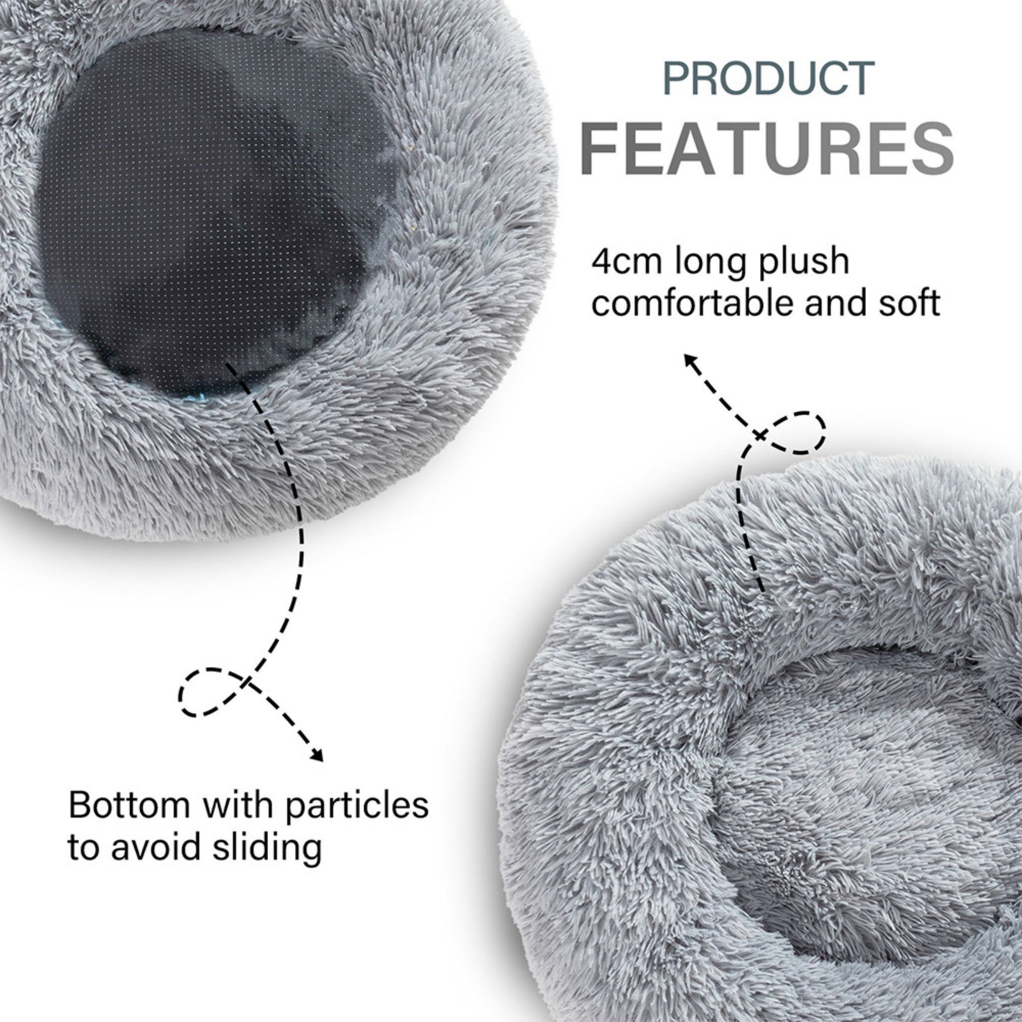 Calming Fluffy Donut Dog Bed